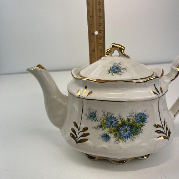 Arthur Wood England Teapot Blue Floral Porcelain Gilded Vintage Tea Pot - Picture 9 of 9